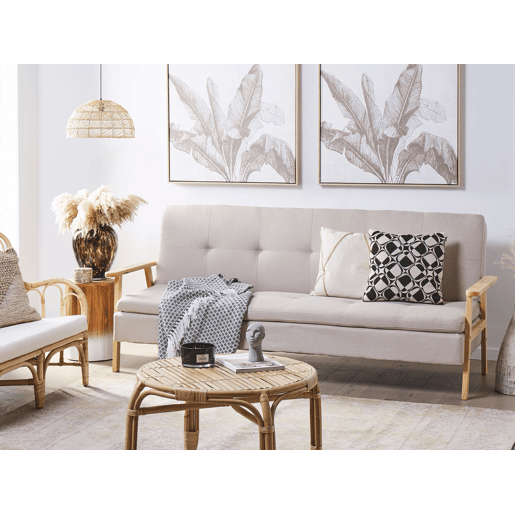 Sofá-cama TJORN Tecido Creme 3 lugares
