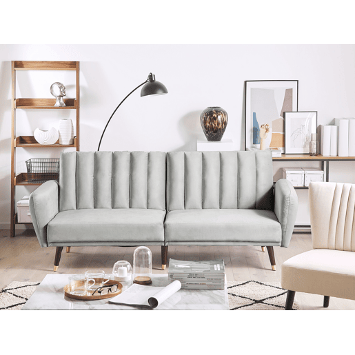 Sofá-cama VIMMERBY Veludo Cinzento claro 3 lugares