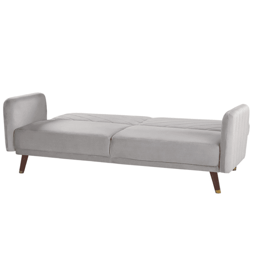 Sofá-cama SENJA Veludo Cinzento claro 3 lugares