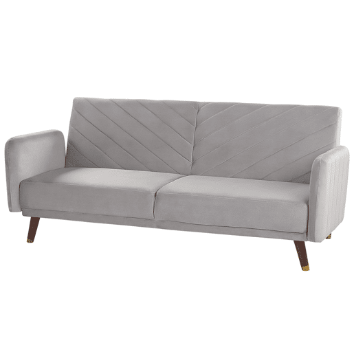 Sofá-cama SENJA Veludo Cinzento claro 3 lugares