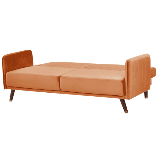 Sofá-cama SENJA Veludo Laranja 3 lugares