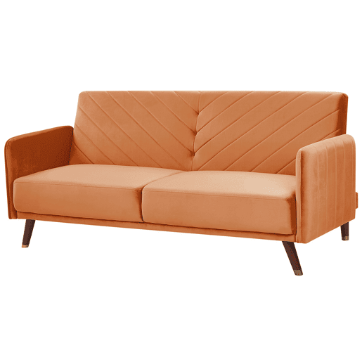 Sofá-cama SENJA Veludo Laranja 3 lugares