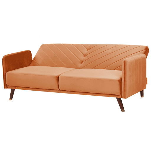 Sofá-cama SENJA Veludo Laranja 3 lugares