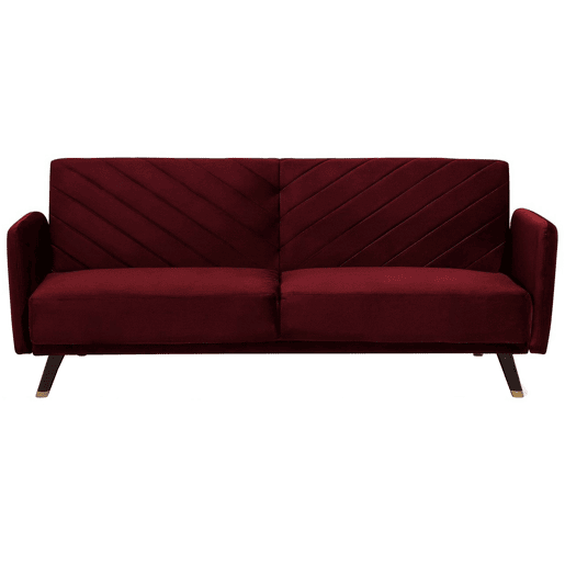 Sofá-cama SENJA Veludo Vermelho escuro 3 lugares
