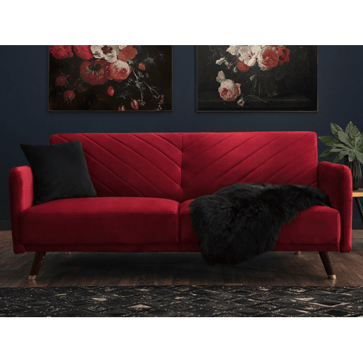 Sofá-cama SENJA Veludo Vermelho escuro 3 lugares