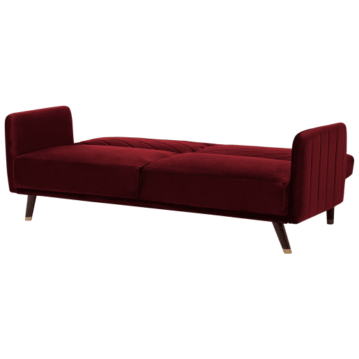 Sofá-cama SENJA Veludo Vermelho escuro 3 lugares