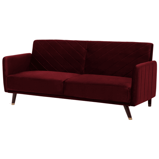Sofá-cama SENJA Veludo Vermelho escuro 3 lugares