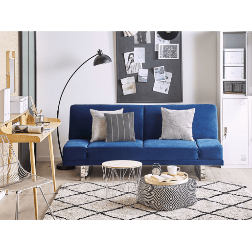 Sofá-cama YORK Veludo Azul marinho 2 lugares