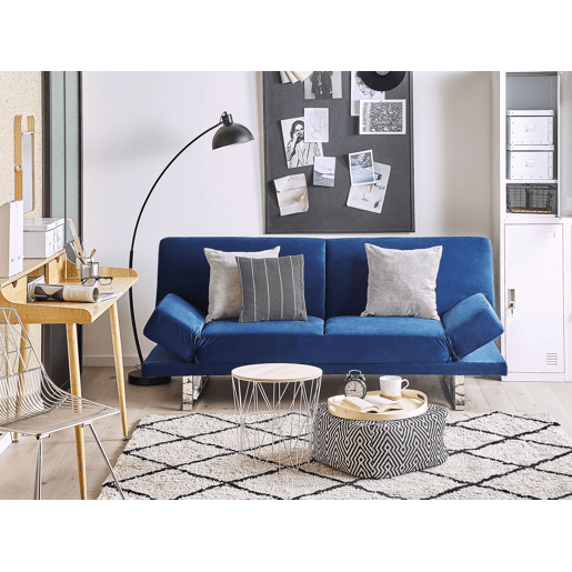 Sofá-cama YORK Veludo Azul marinho 2 lugares