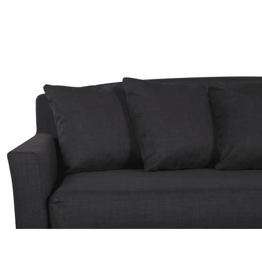 Sofá estofado de 3 lugares com capa amovível preto GILJA