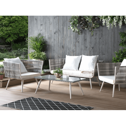 Conjunto de jardim com mesa 4 lugares RAGUSA Branco creme