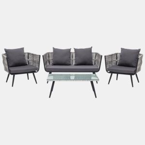 Conjunto de jardim com mesa 4 lugares RAGUSA Cinzento