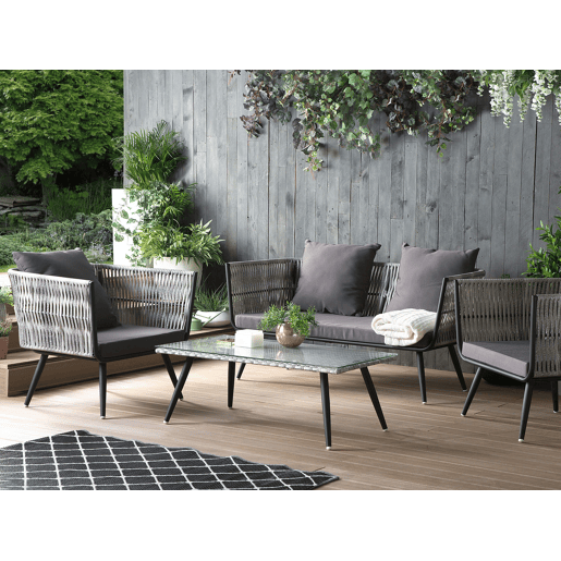 Conjunto de jardim com mesa 4 lugares RAGUSA Cinzento