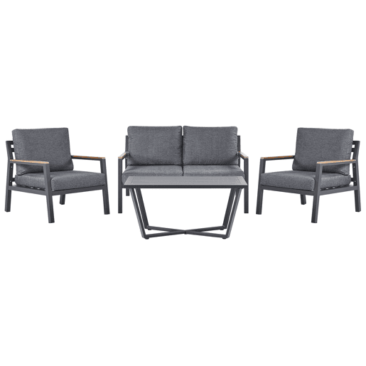 Conjunto de jardim com mesa 4 lugares DELIA Metal Cinzento