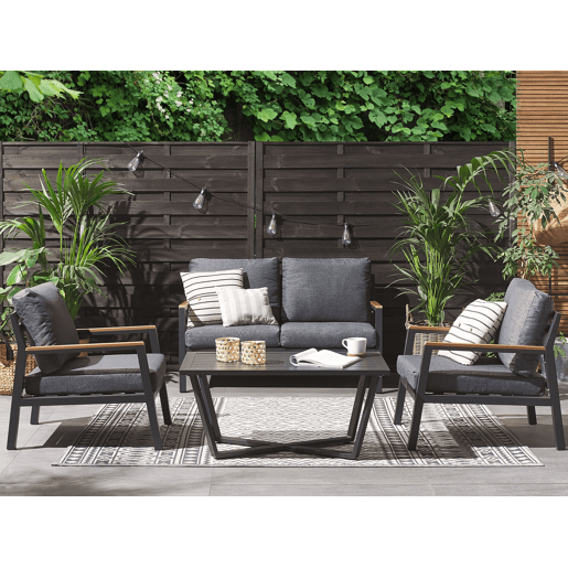 Conjunto de jardim com mesa 4 lugares DELIA Metal Cinzento