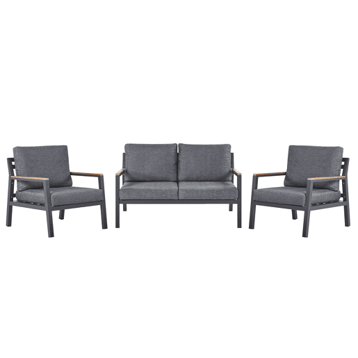 Conjunto de jardim com mesa 4 lugares DELIA Metal Cinzento