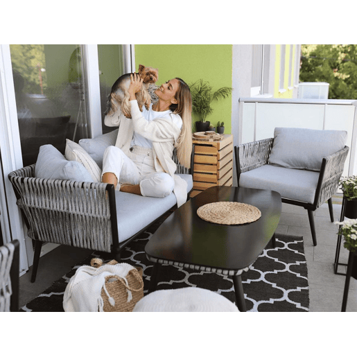Conjunto de jardim com mesa 4 lugares PREVEZA Cinzento