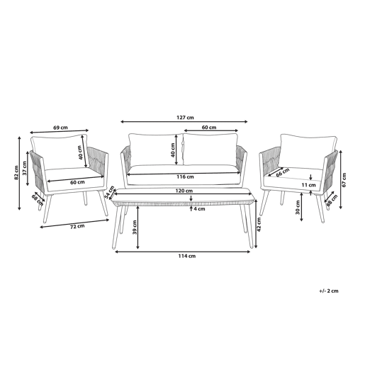 Conjunto de jardim com mesa 4 lugares PREVEZA Cinzento