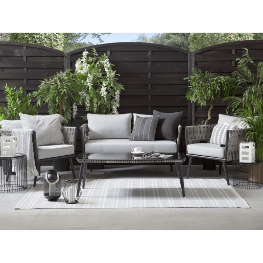 Conjunto de jardim com mesa 4 lugares PREVEZA Cinzento
