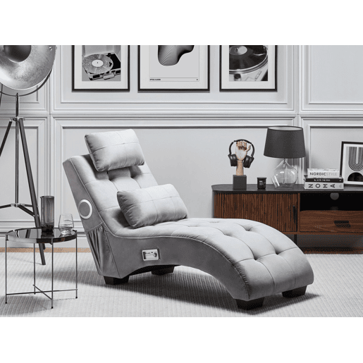 Chaise longue SIMORRE Veludo Cinzento Com altifalante Bluetooth integrado