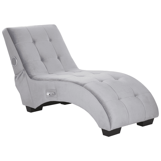 Chaise longue SIMORRE Veludo Cinzento Com altifalante Bluetooth integrado
