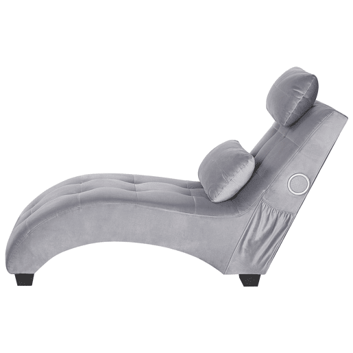 Chaise longue SIMORRE Veludo Cinzento Com altifalante Bluetooth integrado
