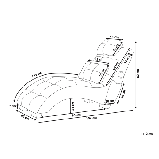 Chaise longue SIMORRE Veludo Cinzento Com altifalante Bluetooth integrado