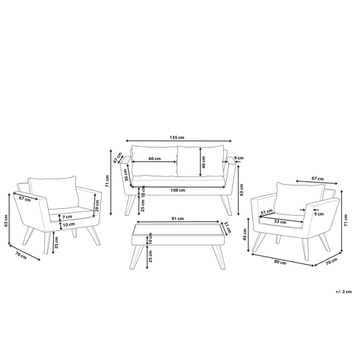 Conjunto de jardim com mesa 4 lugares VITTORIA Cinzento