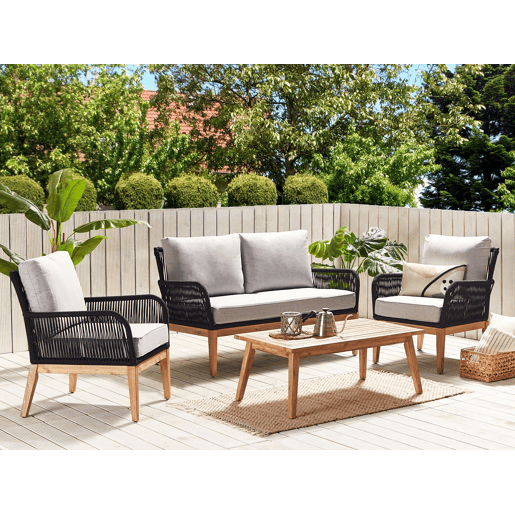 Beliani Conjunto lounge Madeira de acácia MERANO
