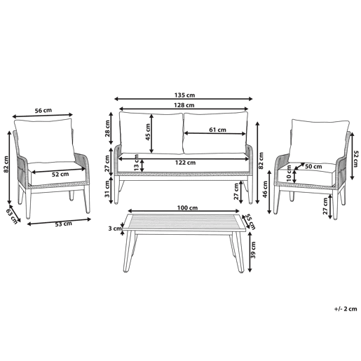 Beliani Conjunto lounge Madeira de acácia MERANO