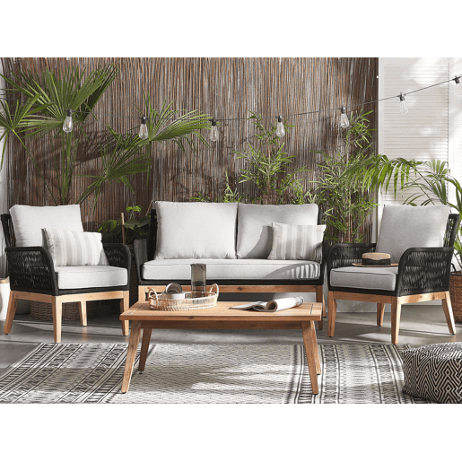 Beliani Conjunto lounge Madeira de acácia MERANO