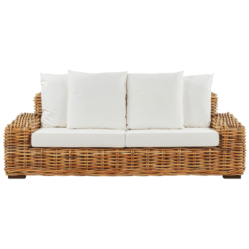 Sofá de jardim 3 lugares FORLI Rattan Natural