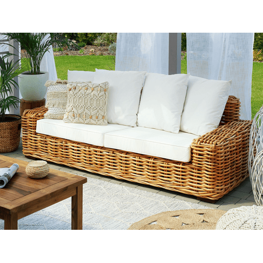 Sofá de jardim 3 lugares FORLI Rattan Natural