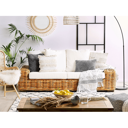 Sofá de jardim 3 lugares FORLI Rattan Natural