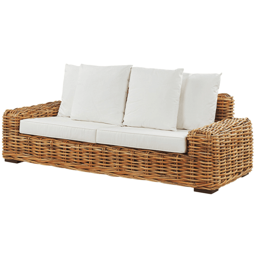 Sofá de jardim 3 lugares FORLI Rattan Natural