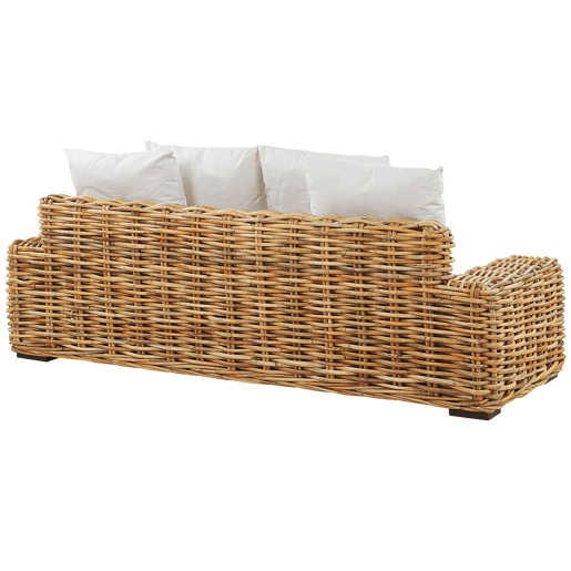 Sofá de jardim 3 lugares FORLI Rattan Natural