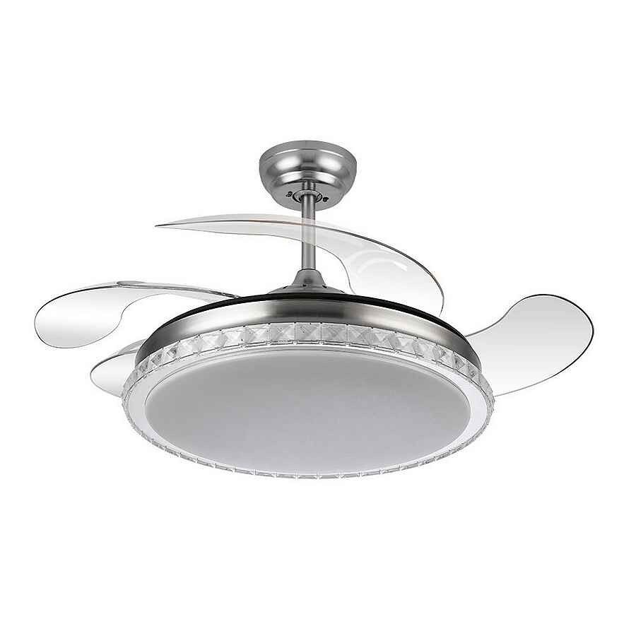Ventilador De Techo Dc Biliku Niquel 108cm Led Cct Regulable Control Remoto Con Temporizad