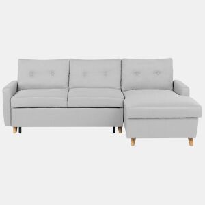 Sofá-cama de canto FLAKK Tecido Cinzento claro com arrumação 4 lugares à esquerda
