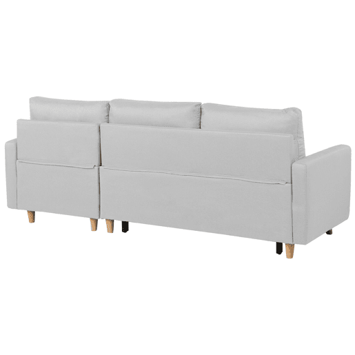 Sofá-cama de canto FLAKK Tecido Cinzento claro com arrumação 4 lugares à esquerda