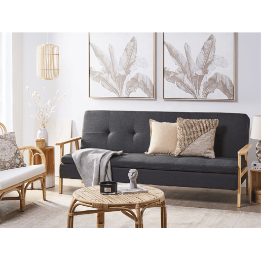 Sofá-cama TJORN Tecido Cinzento escuro 3 lugares
