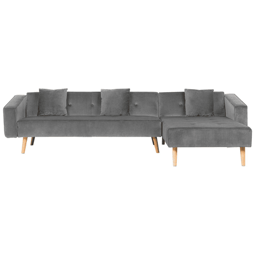 Sofá-cama de canto VADSO Veludo Cinzento 4 lugares à esquerda