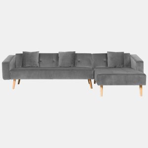 Sofá-cama de canto VADSO Veludo Cinzento 4 lugares à esquerda