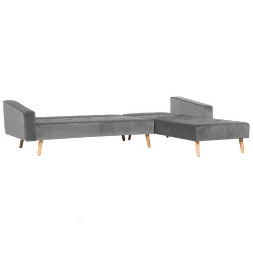 Sofá-cama de canto VADSO Veludo Cinzento 4 lugares à esquerda
