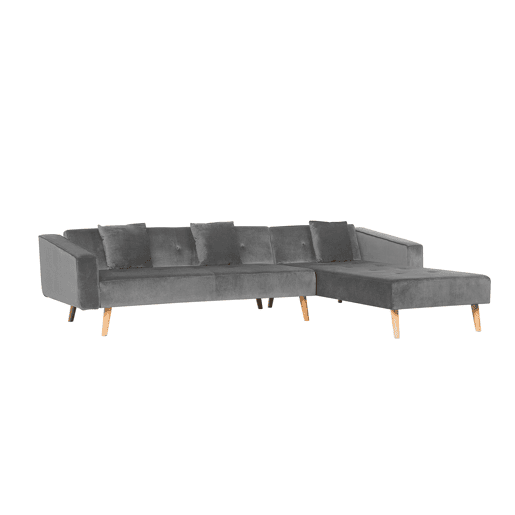 Sofá-cama de canto VADSO Veludo Cinzento 4 lugares à esquerda