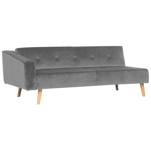 Sofá-cama de canto VADSO Veludo Cinzento 4 lugares à esquerda