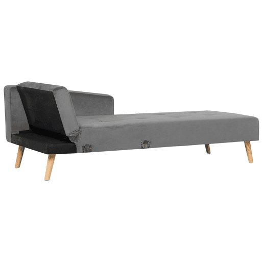 Sofá-cama de canto VADSO Veludo Cinzento 4 lugares à esquerda