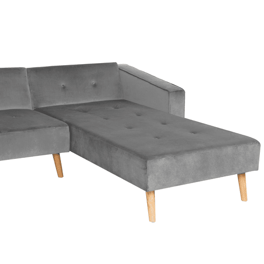 Sofá-cama de canto VADSO Veludo Cinzento 4 lugares à esquerda