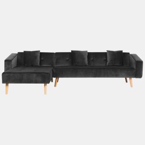 Sofá-cama de canto VADSO Veludo Preto 4 lugares à direita
