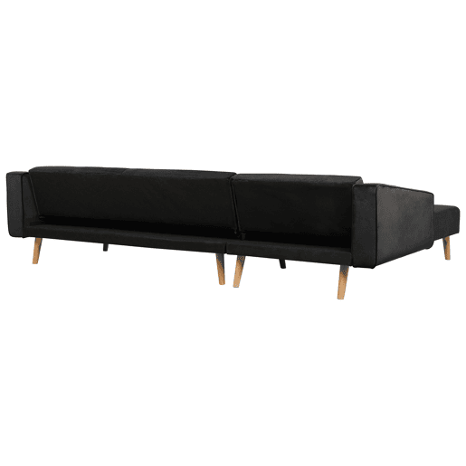 Sofá-cama de canto VADSO Veludo Preto 4 lugares à direita