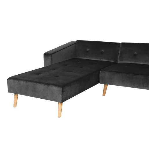 Sofá-cama de canto VADSO Veludo Preto 4 lugares à direita